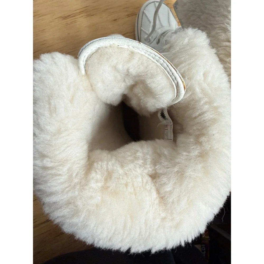 RARE UGG Adirondack II Tall White Snakeskin Leather Waterproof Boots  W6.5